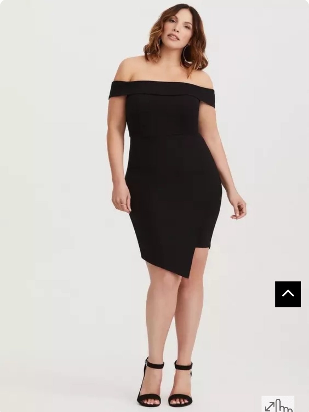 Torrid Black Off Shoulder Bodycon Dress Size 14 Ponte Asymmetrical Hem NEW